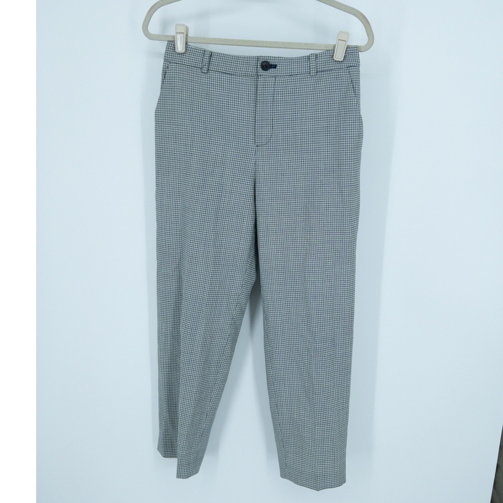 Club Monaco Navy White Micro Check Tailored Trousers Pants Womens Size 4